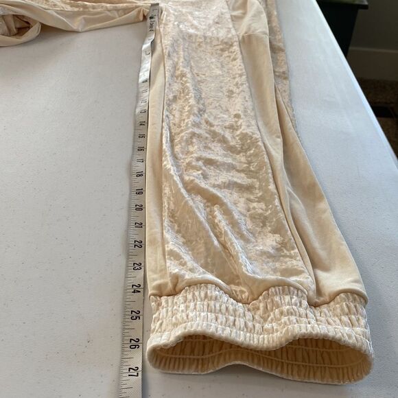 We Are HAH 1 Track Mind Crushed Velvet Jogger Pant in Almond Milk Slouchy Mesh - Picture 14 of 16